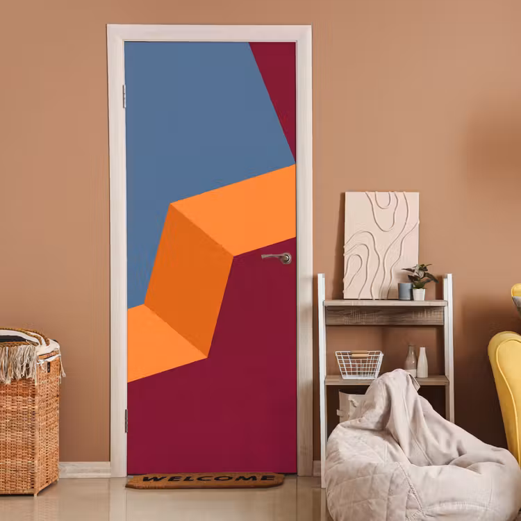Türtapete - Zusammenfassung – Formen – Modern – Blau – Orange — 2