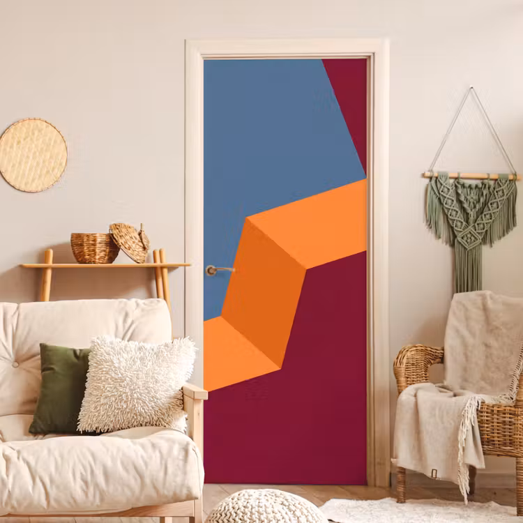Türtapete - Zusammenfassung – Formen – Modern – Blau – Orange — 3