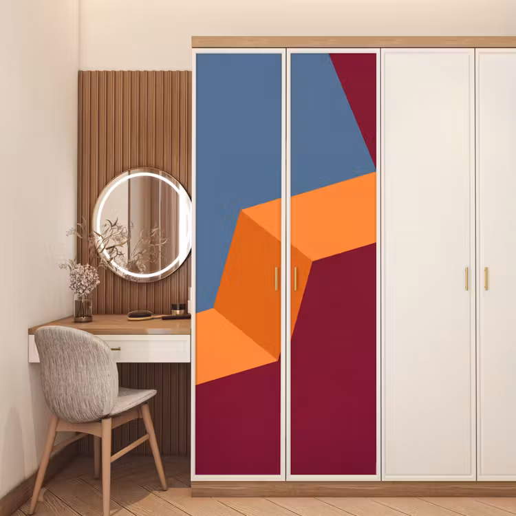 Türtapete - Zusammenfassung – Formen – Modern – Blau – Orange — 4