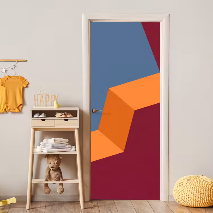 Türtapete - Zusammenfassung – Formen – Modern – Blau – Orange — 5