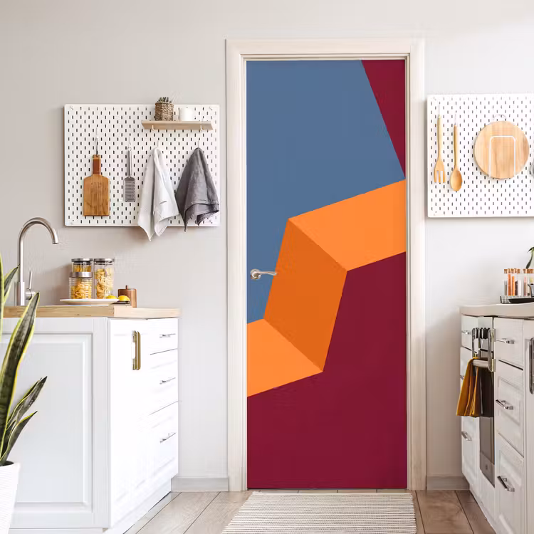 Türtapete - Zusammenfassung – Formen – Modern – Blau – Orange — 6