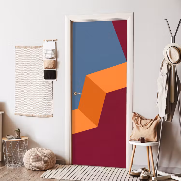 Türtapete - Zusammenfassung – Formen – Modern – Blau – Orange — 7