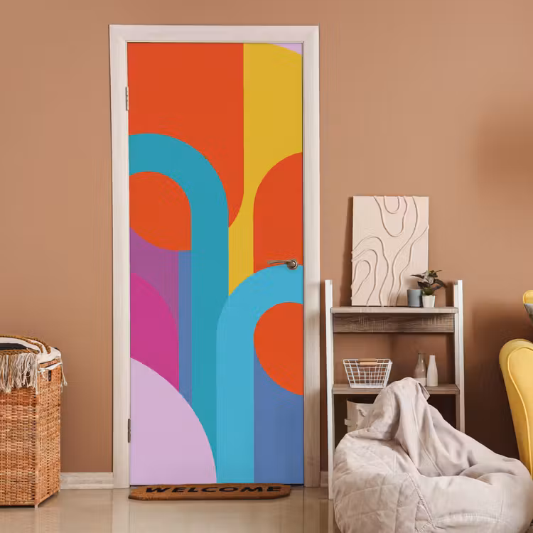 Türtapete - Zusammenfassung – Geometrie – Farbenfroh – Modern – Kunst — 2