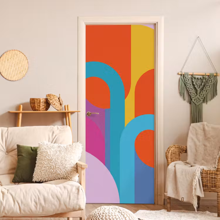 Türtapete - Zusammenfassung – Geometrie – Farbenfroh – Modern – Kunst — 3