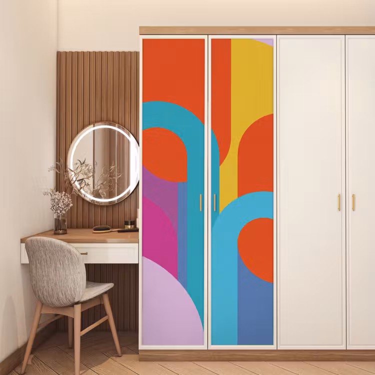 Türtapete - Zusammenfassung – Geometrie – Farbenfroh – Modern – Kunst — 4