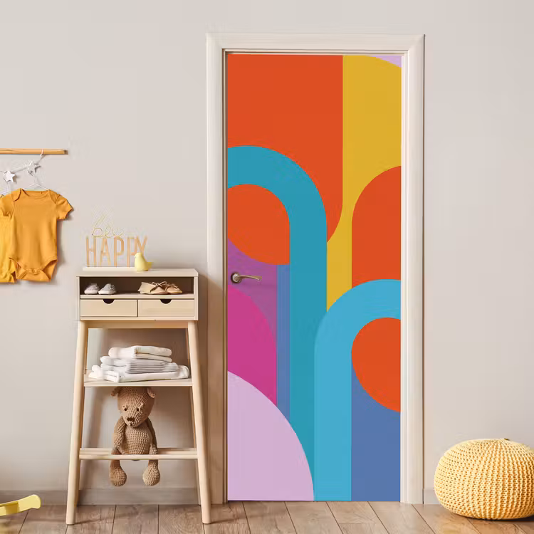 Türtapete - Zusammenfassung – Geometrie – Farbenfroh – Modern – Kunst — 5