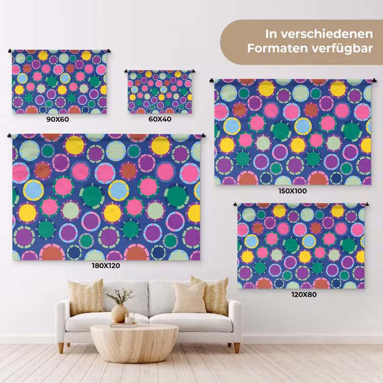 Wandteppich - Muster – Kreise – Abstrakt – Bunt — 8