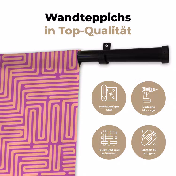 Wandteppich - Muster – Linien – Abstrakt – Modern – Lila — 7