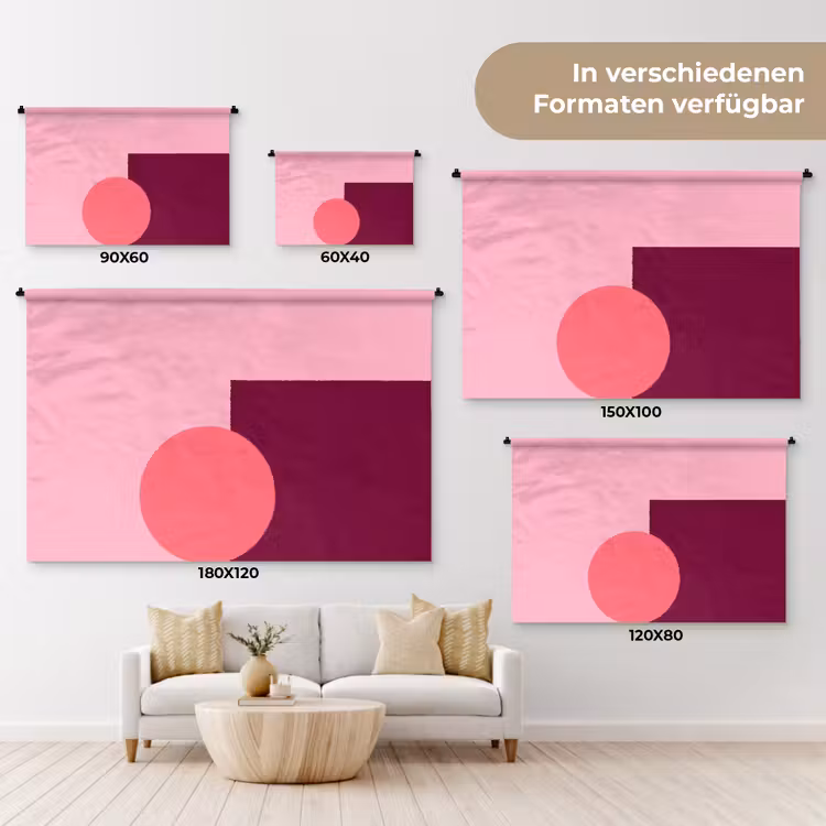 Wandteppich - Zusammenfassung – Formen – Rosa – Modern – Design — 8