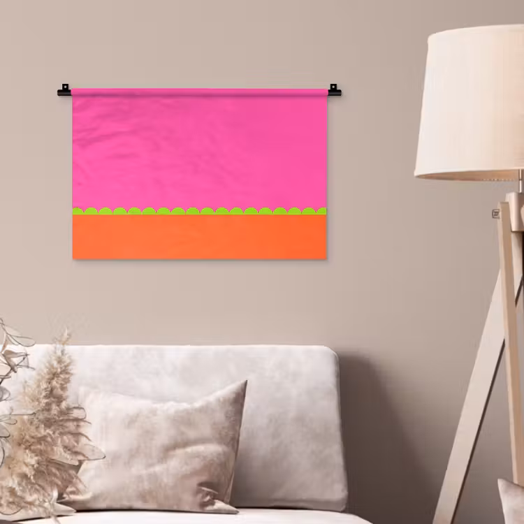 Wandteppich - Zusammenfassung – Geometrisch – Farbblöcke – Rosa – Orange — 2