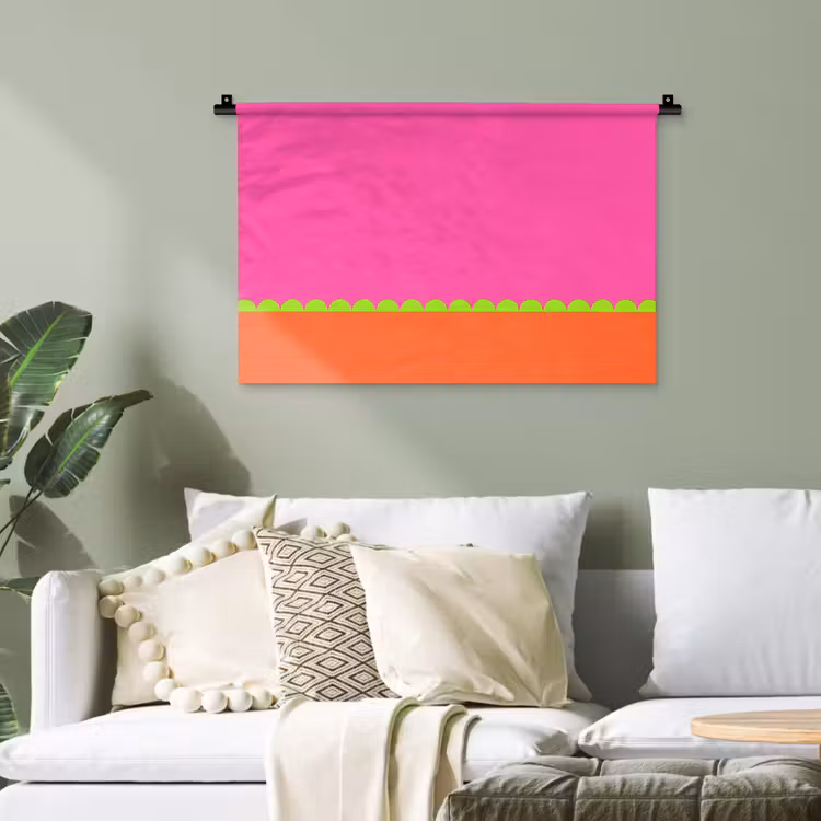 Wandteppich - Zusammenfassung – Geometrisch – Farbblöcke – Rosa – Orange — 4