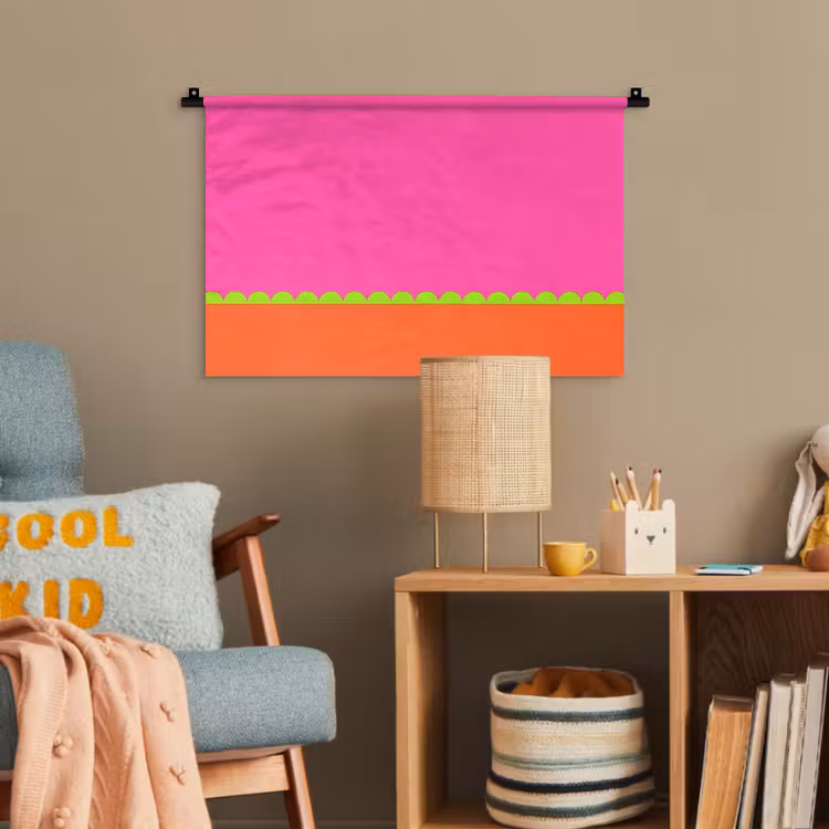 Wandteppich - Zusammenfassung – Geometrisch – Farbblöcke – Rosa – Orange — 5