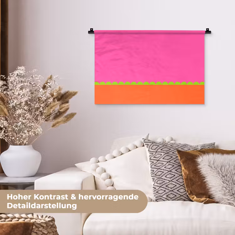 Wandteppich - Zusammenfassung – Geometrisch – Farbblöcke – Rosa – Orange — 6