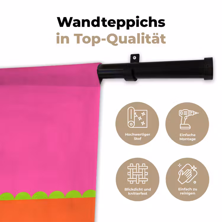 Wandteppich - Zusammenfassung – Geometrisch – Farbblöcke – Rosa – Orange — 7