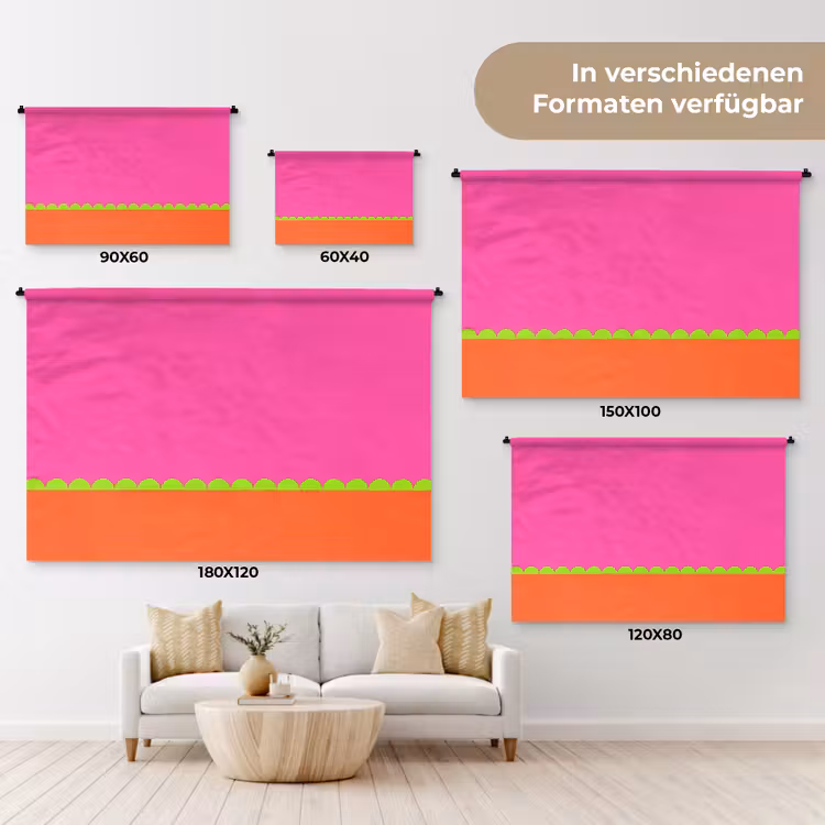 Wandteppich - Zusammenfassung – Geometrisch – Farbblöcke – Rosa – Orange — 8