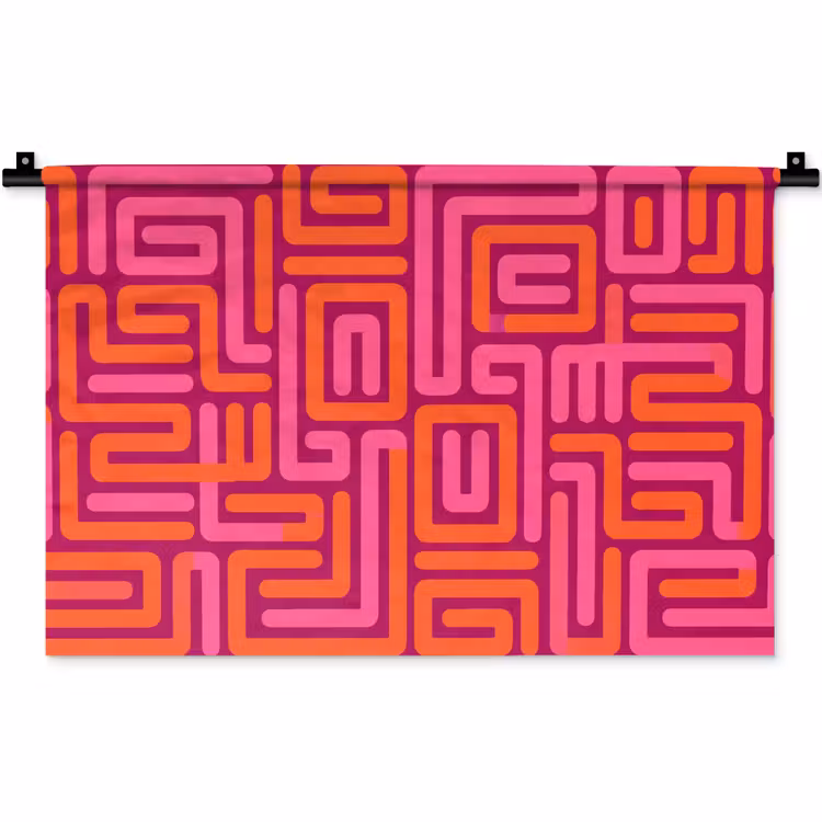 Wandteppich - Zusammenfassung – Muster – Linien – Rosa – Orange — 1