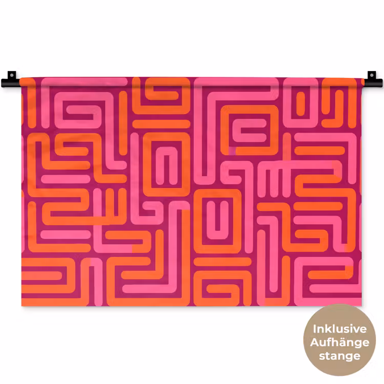 Wandteppich - Zusammenfassung – Muster – Linien – Rosa – Orange — 9