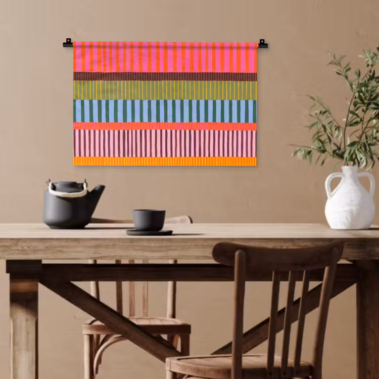Wandteppich - Zusammenfassung – Streifen – Modern – Farbenfroh – Kunst — 3