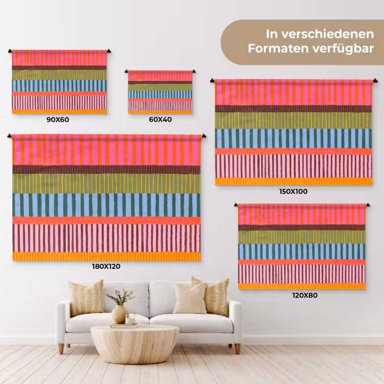 Wandteppich - Zusammenfassung – Streifen – Modern – Farbenfroh – Kunst — 8