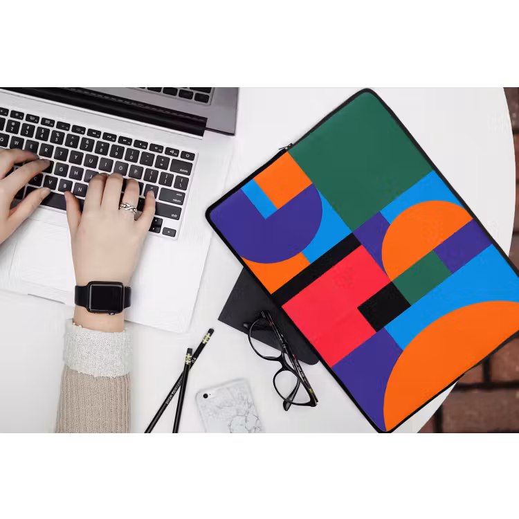 Laptop hülle - Geometrisch – Abstrakt – Formen – Farbenfroh – Modern — 3