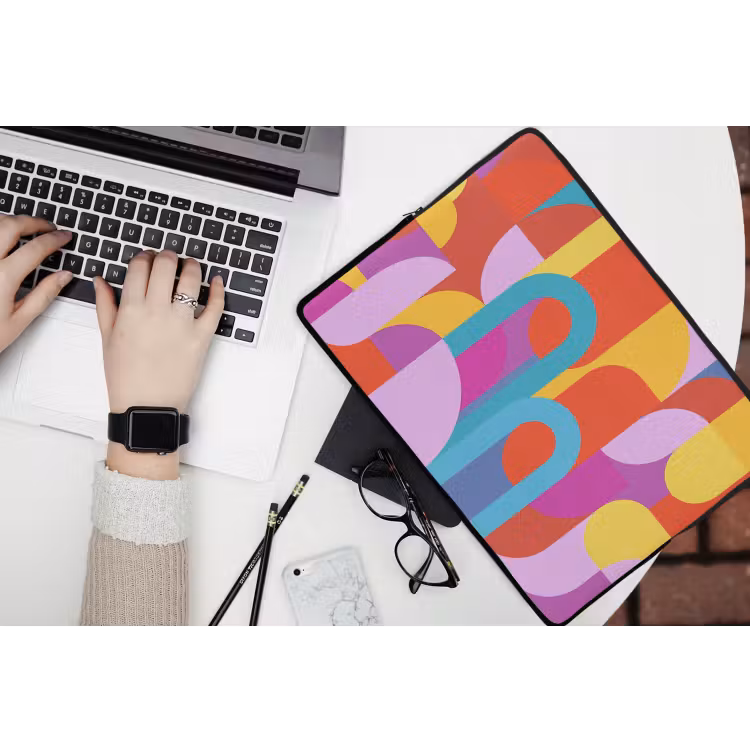 Laptop hülle - Zusammenfassung – Geometrie – Farbenfroh – Modern – Kunst — 3