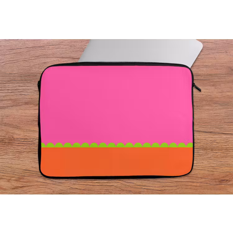 Laptop hülle - Zusammenfassung – Geometrisch – Farbblöcke – Rosa – Orange — 2