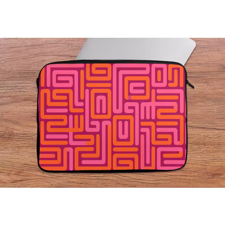 Laptop hülle - Zusammenfassung – Muster – Linien – Rosa – Orange — 2