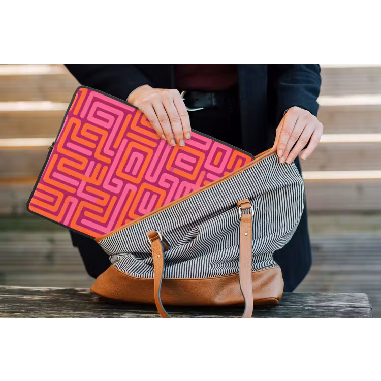 Laptop hülle - Zusammenfassung – Muster – Linien – Rosa – Orange — 4