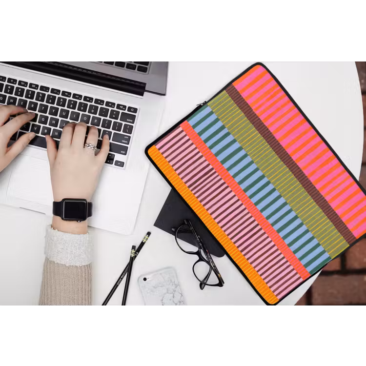 Laptop hülle - Zusammenfassung – Streifen – Modern – Farbenfroh – Kunst — 3