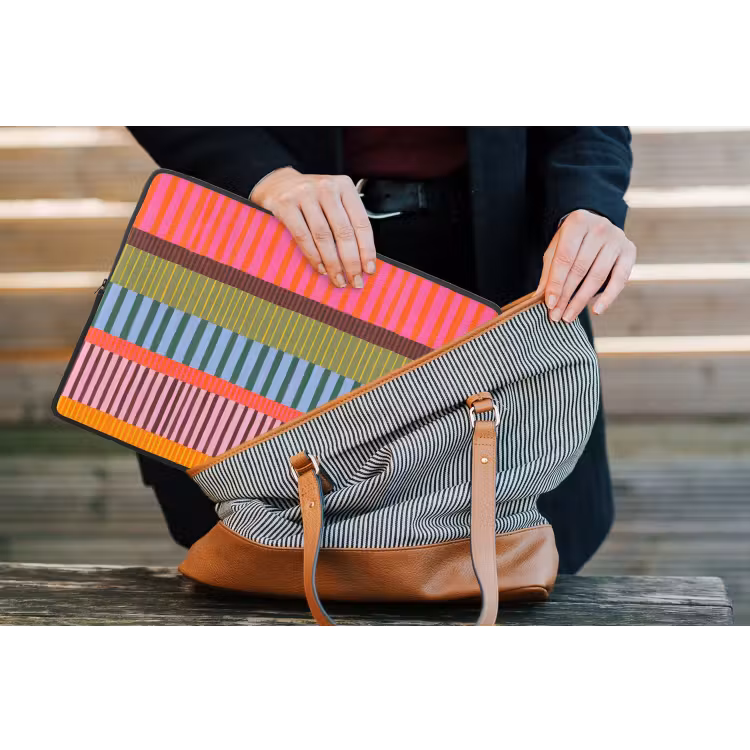 Laptop hülle - Zusammenfassung – Streifen – Modern – Farbenfroh – Kunst — 4