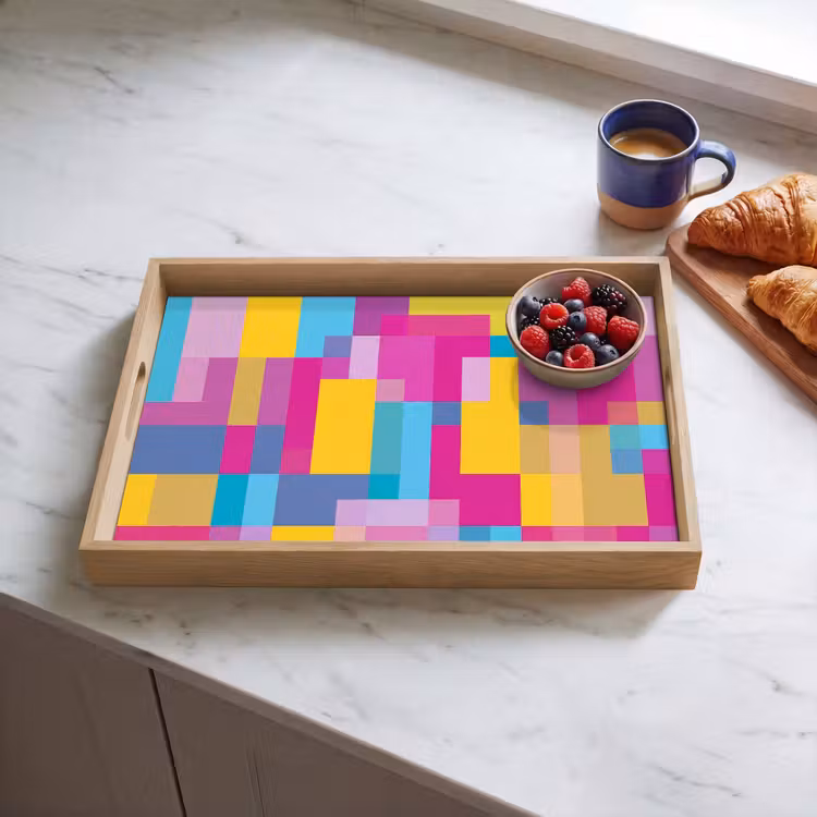 Tablett - Abstrakt – Geometrisch – Kunst – Farbenfroh – Modern — 4