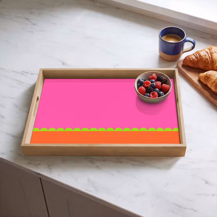 Tablett - Zusammenfassung – Geometrisch – Farbblöcke – Rosa – Orange — 4