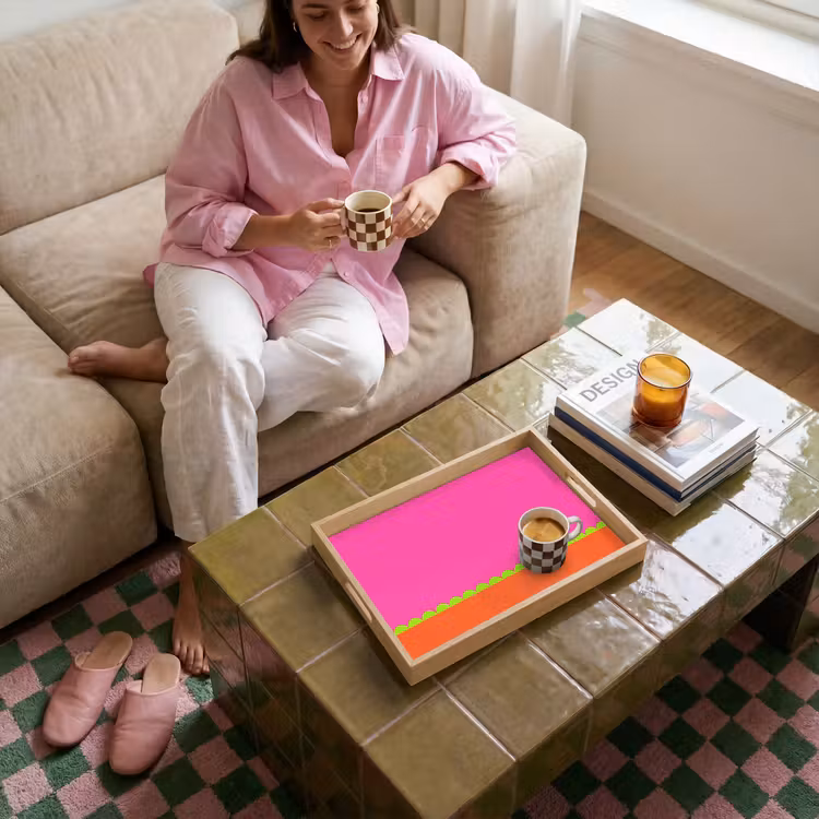 Tablett - Zusammenfassung – Geometrisch – Farbblöcke – Rosa – Orange — 6