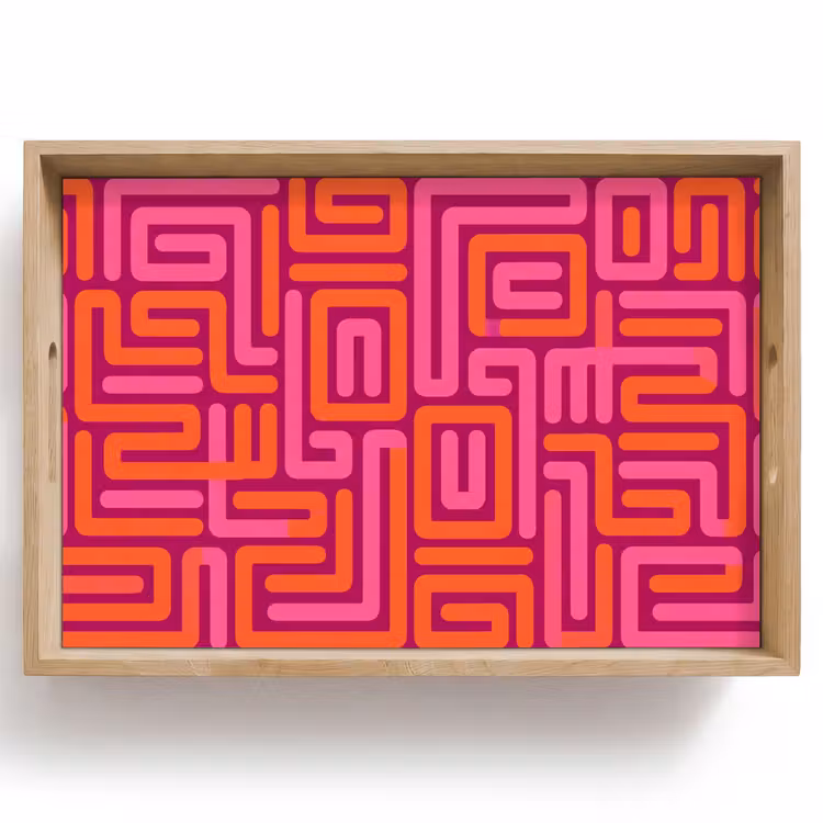 Tablett - Zusammenfassung – Muster – Linien – Rosa – Orange — 1
