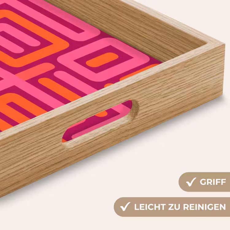 Tablett - Zusammenfassung – Muster – Linien – Rosa – Orange — 5