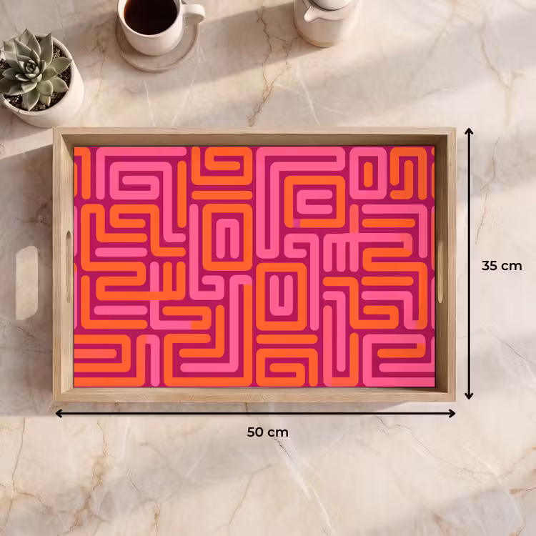 Tablett - Zusammenfassung – Muster – Linien – Rosa – Orange — 9
