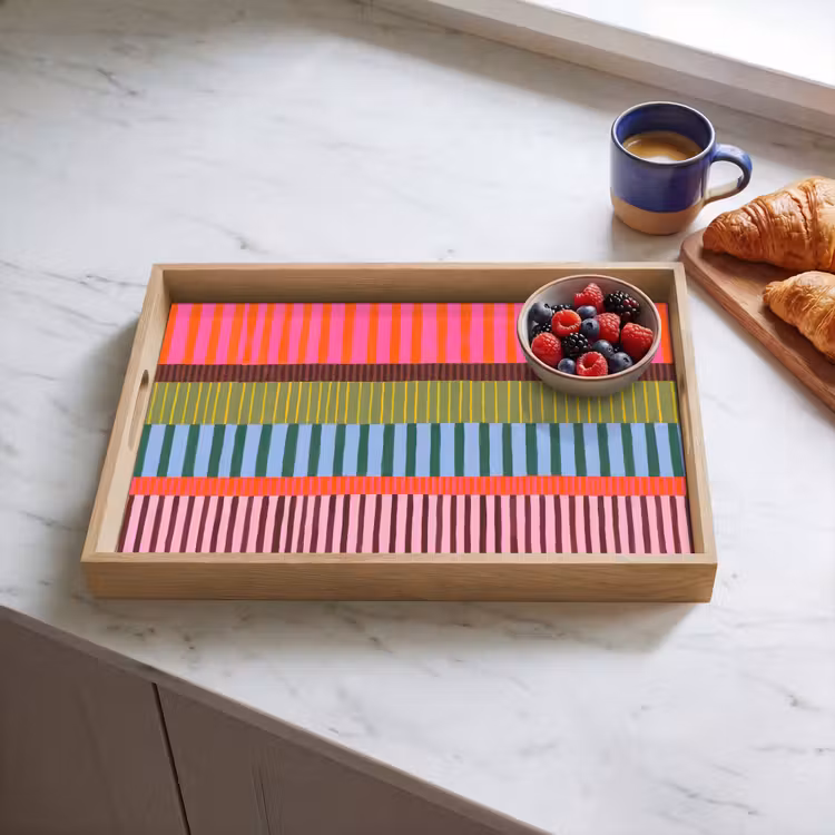 Tablett - Zusammenfassung – Streifen – Modern – Farbenfroh – Kunst — 4
