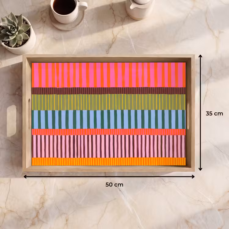 Tablett - Zusammenfassung – Streifen – Modern – Farbenfroh – Kunst — 9