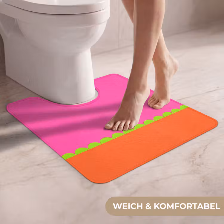 WC Vorleger - Zusammenfassung – Geometrisch – Farbblöcke – Rosa – Orange — 5
