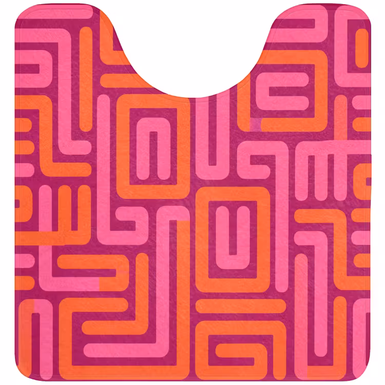 WC Vorleger - Zusammenfassung – Muster – Linien – Rosa – Orange — 1