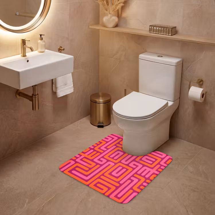 WC Vorleger - Zusammenfassung – Muster – Linien – Rosa – Orange — 4