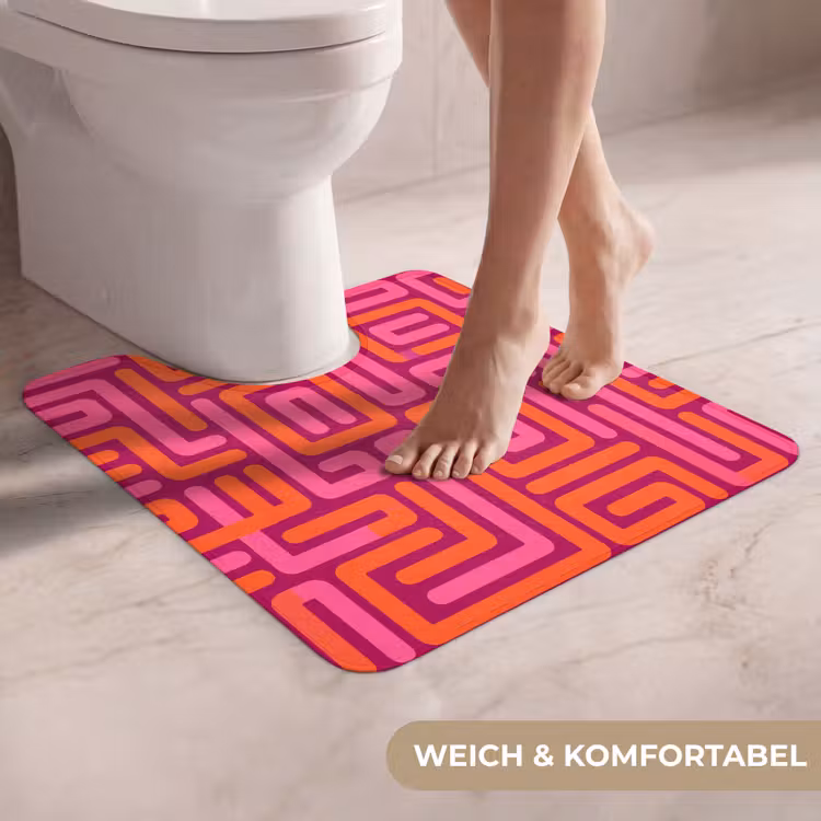 WC Vorleger - Zusammenfassung – Muster – Linien – Rosa – Orange — 5