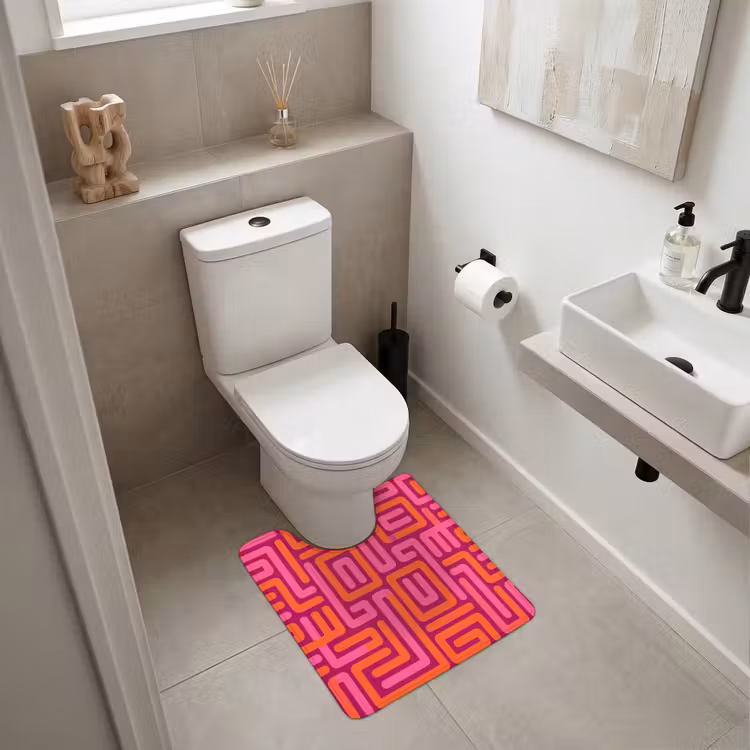 WC Vorleger - Zusammenfassung – Muster – Linien – Rosa – Orange — 6