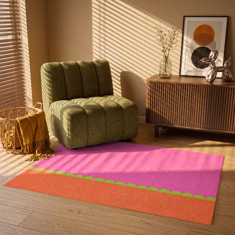 Teppich - Zusammenfassung – Geometrisch – Farbblöcke – Rosa – Orange — 2