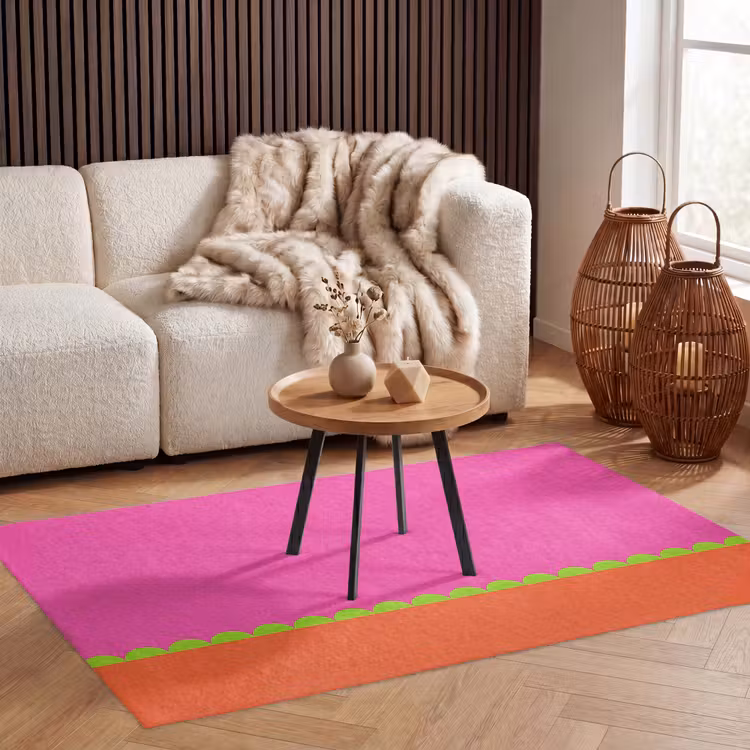 Teppich - Zusammenfassung – Geometrisch – Farbblöcke – Rosa – Orange — 3