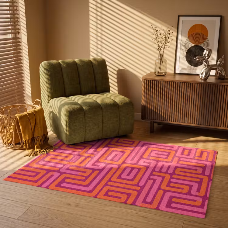 Teppich - Zusammenfassung – Muster – Linien – Rosa – Orange — 2