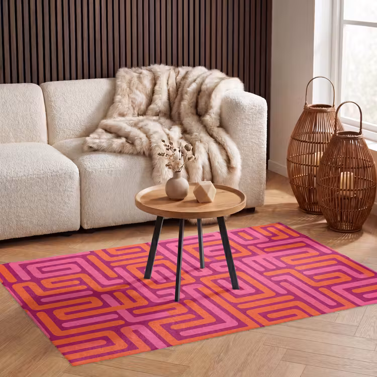 Teppich - Zusammenfassung – Muster – Linien – Rosa – Orange — 3