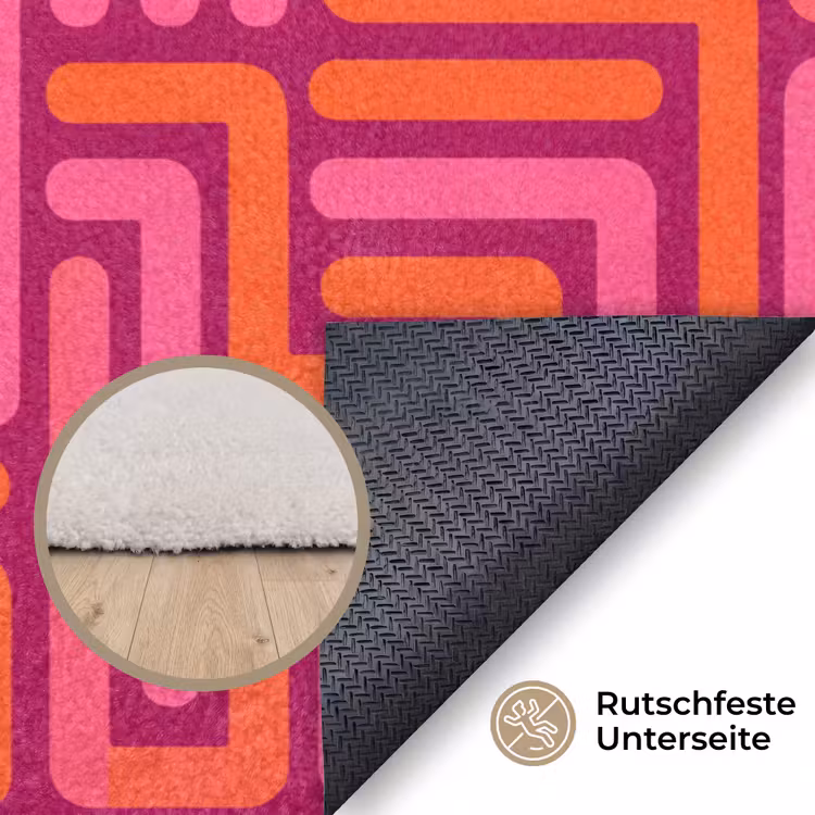 Teppich - Zusammenfassung – Muster – Linien – Rosa – Orange — 4