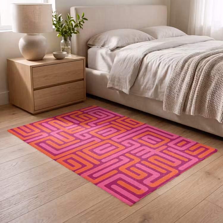 Teppich - Zusammenfassung – Muster – Linien – Rosa – Orange — 5
