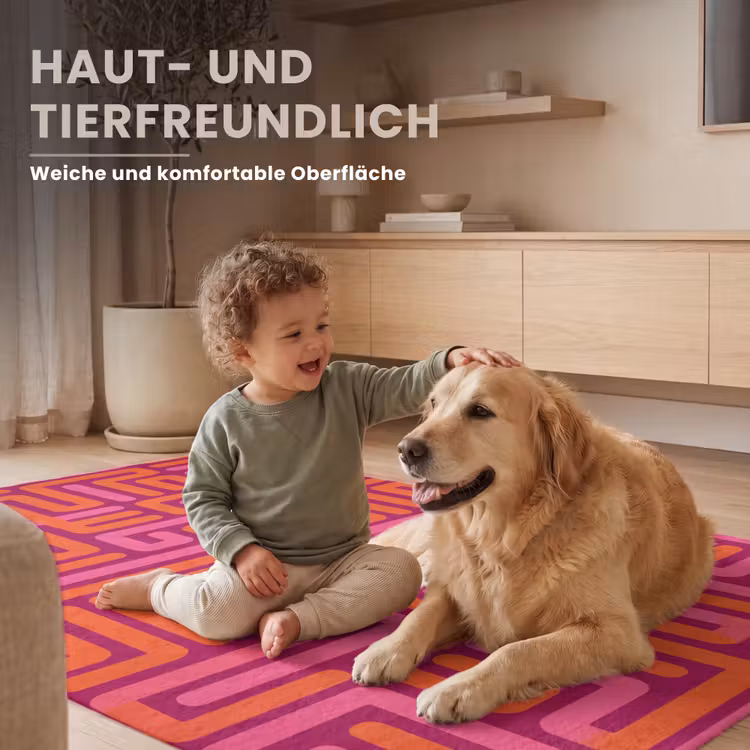 Teppich - Zusammenfassung – Muster – Linien – Rosa – Orange — 6